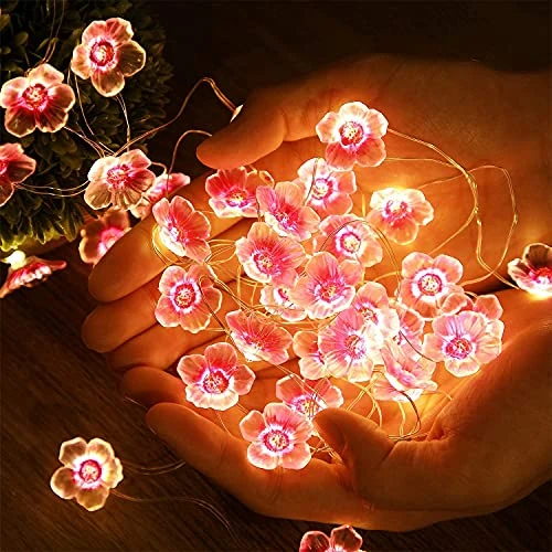 Cherry Blossom Flower String Lights For Girl Bedroom, Pink Fairy Lights 13 Feet 40 LEDs USB And Battery Operated Decorative String Lights Indoor Outdoor (1 Pack) 8 Cherry Blossom Flower String Lights For Girl Bedroom, Pink Fairy Lights 13 Feet 40 LEDs USB And Battery Operated Decorative String Lights Indoor Outdoor (1 Pack) - Image 6