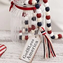 4th Of July Decorations - Tiered Tray Decor Red White Blue Wood Beads Patriotic Garland American Memorial Day Veterans Day Pendant -National Tree Company Sale Shop 51H0LGafh2L