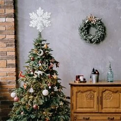 Joiedomi Christmas Tree Toppers, Silver Snowflake Tree Topper Lighted With LED Rotating White Star Snowflake Projector Light For Xmas Tree Decorations, Holiday Party Indoor Decor -National Tree Company Sale Shop 51H6lENqY9L