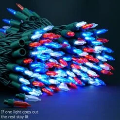 YULETIME Red White & Blue LED Christmas Lights With Green Wire, 66 Feet 200 Count UL Certified Commercial Grade String Light Set For Independence Day Patriotic Holidays (Red White & Blue) -National Tree Company Sale Shop 51HBObCSR6L