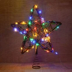 Kingleder Star Tree Toppers Christmas Decorations, Lighted Rustic Rattan Star With Battery Operated Copper Wire Lights For Christmas Tree Decorations(Warm White) -National Tree Company Sale Shop 51HdYgkPwIL. AC