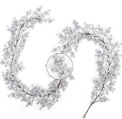 Silver Berry Garland Christmas Decoration -7.8ft Artificial Red Berry Garland With Bendable Stems For Holiday Fireplace Stairs Table Decorations -National Tree Company Sale Shop 51IBkeR4r1L. AC