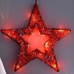 WeRChristmas Pre-Lit Christmas Star With Woven Silver Glitter String Christmas Decoration, 30 Cm - Red -National Tree Company Sale Shop 51IStwxq8fL