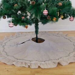 Homey Cozy 56 Inch Large Christmas Tree Skirt, Gray Flange -National Tree Company Sale Shop 51IUaoJAuWL