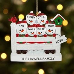 Let's Make Memories Personalized Snowman Family Ornament - Christmas Ornament - Customize 4 Names, Message, Year -National Tree Company Sale Shop 51ItrJG075L