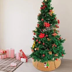 Christmas Tree Collar，23.6" D Handwoven Rattan Wicker Ring Stand Artificial Wicker Cover Basket Base For Holiday Artificial Trees-Round (Brown) -National Tree Company Sale Shop 51J8SdDIw7L