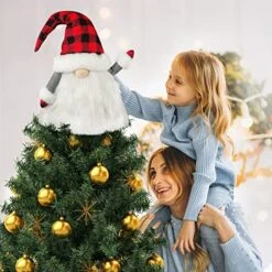 Gnome Christmas Tree Topper, 27.5 Inch Large Swedish Tomte Gnome Christmas Tree Ornament, Santa Gnomes Plush Scandinavian Christmas Decorations, Christmas Holiday Home Decor With Plaid Hat -National Tree Company Sale Shop 51JIxQZZORL