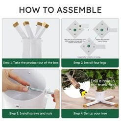 HarcoHome Christmas Tree Stand Base For Live Tree Modern Heavy-Duty Metal Xmas Tree Holder Stand With Spike For 8 Feet Fresh Tree Xmas Tree Decoration (White, Large) -National Tree Company Sale Shop 51JfzcK56rL