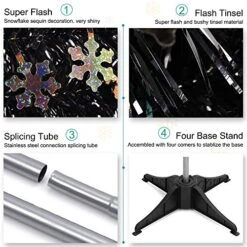 N&T NIETING Christmas Tree, 5ft Collapsible Pop Up Black Snowflakes Tinsel Christmas Tree Coastal Christmas Tree For Holiday Decorations, Home Display, Office Decor, Halloween Decoration -National Tree Company Sale Shop 51K29rbr6KL