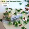 PALONMY Christmas Garland With Lights 6.56 FT Pine Garland With 30 LED Fairy Lights Battery Operated Garland Lights With Pine Cones Artificial Greenery Garland Christmas Pre-lit Lights For Home