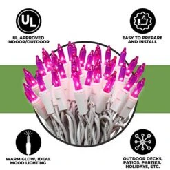 612 Vermont 100 Pink Christmas Lights On A White Wire String, UL Approved, Indoor/Outdoor Use, 18’ Of Lighted Length, 20’ Of Total Length -National Tree Company Sale Shop 51K7hwuEuSL