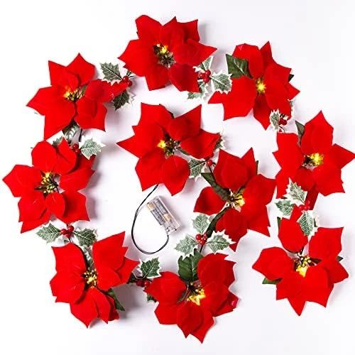 Artificial Christmas Garland With Lights - Battery Operated 6.56FT Prelit Garland With 20 LED Lights, Red Berries, Pine Cones, Pine Needles Decor For Xmas Tree Thanksgiving Home Fireplace Party 10 Artificial Christmas Garland With Lights - Battery Operated 6.56FT Prelit Garland With 20 LED Lights, Red Berries, Pine Cones, Pine Needles Decor For Xmas Tree Thanksgiving Home Fireplace Party - Image 8