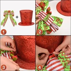 Yuboo Sequin Christmas Tree Topper,Red Green Tree Topper Bow Hat With Red Streamer,Hanging Decorative Xmas Ornament Set For Christmas Decor & Gift -National Tree Company Sale Shop 51Km6tXRwWL