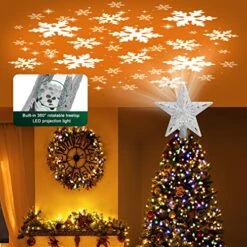 Kesfitt Christmas Tree Topper Lighted With 6 Projection Modes,Christmas Star Tree Topper Built-in LED Rotating Lights,Sliver 3D Glitter Dynamic Projection For Xmas Party Holiday Decorations -National Tree Company Sale Shop 51L2G3sgp3L