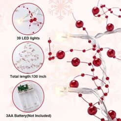 JOYIN 10ft Christmas Berry Lighted Beaded Garland, 39 LED Decorative Prelit Garland, Indoor And Outdoor Decorations For Home, Parties And Christmas Holiday -National Tree Company Sale Shop 51LDo8w56nL