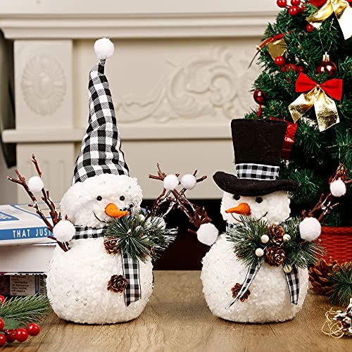 Winemana Christmas Table Decorations, Set Of 2 Snowman With Pine Cone Twigs, Winter Tabletop Decor For Indoor Home Kitchen Fireplace Office Room Xmas Gifts Holiday Party 5 Winemana Christmas Table Decorations, Set Of 2 Snowman With Pine Cone Twigs, Winter Tabletop Decor For Indoor Home Kitchen Fireplace Office Room Xmas Gifts Holiday Party - Image 3