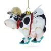 Cow With The Wings Glass Christmas Ornament