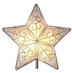Kurt Adler 10 Light Indoor UL Star Treetop - Fits Perfectly On Christmas Tree Silver Trimming Pattern