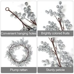 Silver Berry Garland Christmas Decoration -7.8ft Artificial Red Berry Garland With Bendable Stems For Holiday Fireplace Stairs Table Decorations -National Tree Company Sale Shop 51Lv3YIVl3L