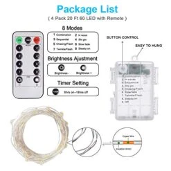 Homemory 4 Pack 20 Ft 60 LED Fairy Lights Battery Operated Christmas Lights With Remote Waterproof 8 Modes Firefly Twinkle String Lights For Party Bedroom Wedding Decorations 17 Homemory 4 Pack 20 Ft 60 LED Fairy Lights Battery Operated Christmas Lights With Remote Waterproof 8 Modes Firefly Twinkle String Lights For Party Bedroom Wedding Decorations -National Tree Company Sale Shop 51M1LMAFScL