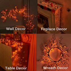 Hairui Halloween Garland With Lights 120 Orange And Purple Bi-Color Fairy Lights 8 Functions, Lighted Black Garland Battery Operated For Indoor Outdoor Home Halloween Decoration -National Tree Company Sale Shop 51M3t89A8AL