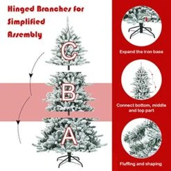 Goplus 7ft Snow Flocked Artificial Christmas Tree, Premium Hinged Fir Tree With Pine Cones, Perfect Xmas Decoration For Indoor And Outdoor -National Tree Company Sale Shop 51M6pCWgL0L