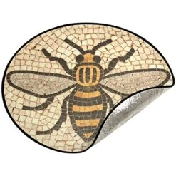 Visesunny Manchester Bee Mosaic Christmas Tree Mat Waterproof Tree Stand Mat Christmas Tree Floor Protector Absorbent Tree Stand Tray Mat For Floor Protection Christmas Holiday Home Supply