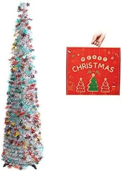 N&T NIETING Christmas Tree, 5ft Collapsible Pop Up Black Snowflakes Tinsel Christmas Tree Coastal Christmas Tree For Holiday Decorations, Home Display, Office Decor, Halloween Decoration -National Tree Company Sale Shop 51N104TzAvL. AC