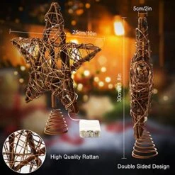 Star Tree Toppers Christmas Decorations Indoor Natural Brown Rattan Star Christmas Tree Topper Lighted Rustic Rattan Star Rustic Rattan Treetop Holiday Xmas Party Decorations (Coloured Light) -National Tree Company Sale Shop 51N2eqmUG2L