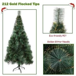 LUCKYERMORE 6ft Christmas Tree With 212 Gold Flocked Tips, Small Flock Xmas Tree With Christmas Tree Topper And Decorations 14 LUCKYERMORE 6ft Christmas Tree With 212 Gold Flocked Tips, Small Flock Xmas Tree With Christmas Tree Topper And Decorations -National Tree Company Sale Shop 51N57Yk6OBL
