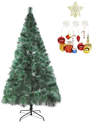 LUCKYERMORE 6ft Christmas Tree With 212 Gold Flocked Tips, Small Flock Xmas Tree With Christmas Tree Topper And Decorations 10 LUCKYERMORE 6ft Christmas Tree With 212 Gold Flocked Tips, Small Flock Xmas Tree With Christmas Tree Topper And Decorations - Image 8