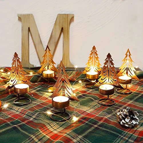 Juegoal Set Of 6 Tea Light Candle Holders, Christmas Decorations Metal Xmas Tree Table Candle Holder, Rust-Proof Tabletop Tealight Centerpiece And Display For Holiday Home Mantel Fireplace 6 Juegoal Set Of 6 Tea Light Candle Holders, Christmas Decorations Metal Xmas Tree Table Candle Holder, Rust-Proof Tabletop Tealight Centerpiece And Display For Holiday Home Mantel Fireplace - Image 4