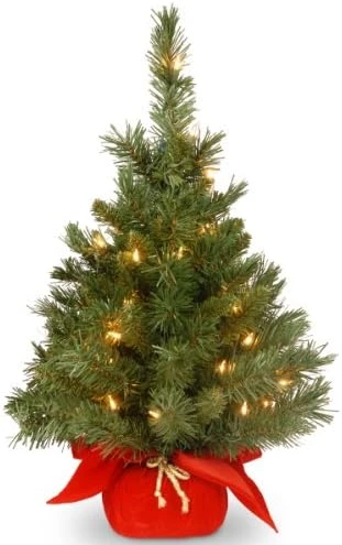 National Tree Company Pre-lit Artificial Mini Christmas Tree | Includes Small Lights And Cloth Bag Base | Majestic Fir - 2 Ft 6 National Tree Company Pre-lit Artificial Mini Christmas Tree | Includes Small Lights And Cloth Bag Base | Majestic Fir - 2 Ft - Image 4
