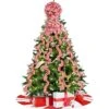 Zomiboo Christmas Tree Decoration Set Include Christmas Tree Topper Bow, Decorative Strips Ribbon, Christmas Tree Skirt With Annual Ring For Farmhouse, Wreath Crafts Decorations(Candy Style, 40 Inch) -National Tree Company Sale Shop 51Npb76AhvL