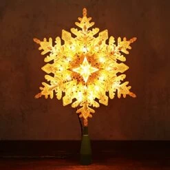 Brizled Lighted Tree Topper, 9.25’’ Gold Glitters Plated Snowflake Christmas Tree Topper With 20 Count Warm White Lights, UL Listed Plugin Xmas Treetop For Christmas Tree Top Home Holiday Decorations 19 Brizled Lighted Tree Topper, 9.25’’ Gold Glitters Plated Snowflake Christmas Tree Topper With 20 Count Warm White Lights, UL Listed Plugin Xmas Treetop For Christmas Tree Top Home Holiday Decorations -National Tree Company Sale Shop 51NzRdchSNL