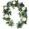 PONATIA 5FT Handcrafted Artificial Rose Flower Garland, Dusty Blue Flowers Greenery Garland For Wedding Ceremony Garlands Backdrop Arch Flowers, Ceremony Reception Table Decorations