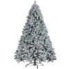 Outroad 7ft Snow Flocked Christmas Tree Premium Hinged Artificial Pine Tree,Xmas Tree Metal Stand And 1000 Lush Branch Tips Holiday Decorate , Easy To Assemble, White…