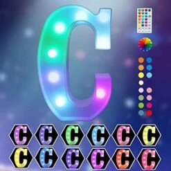 Light Up Colorful LED Marquee Letter Lights, 18 Colors Changing Alphabet Letters Sign With Remote Timer For Night Light Girls Bedroom Wedding Birthday Party Lamp Christmas Home Bar Decor- Colorful R -National Tree Company Sale Shop 51OQAkYXQEL. AC