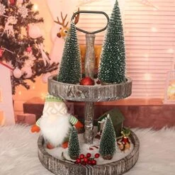 Small Christmas Tree,Mini Christmas Tree, Mini Pine Tree, Bottle Brush Fake Trees With Wooden Base For Tabletop Decorative (Plant Green) -National Tree Company Sale Shop 51OQlhigLjL