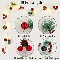 30 LED Valentines Day Garland With Lights 10 Ft Christmas Pinecone String Lights Red Berry Bell Pine Needle Xmas Fairy Decor New Year Holiday Party -National Tree Company Sale Shop 51OpQ2Ypq8L