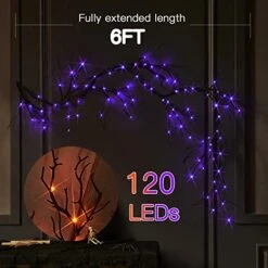 Fudios Lighted Halloween Garland With 120 Orange And Purple LED Fairy Lights For Mantle, Halloween Black Garland With Lights 8 Functios Battery Operated 6FT Indoor Outdoor Home Wall Decoration -National Tree Company Sale Shop 51PBYiI0n8L