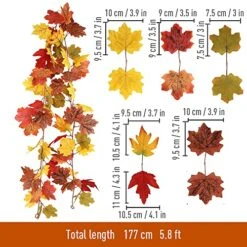 HomEdge Artificial Maple Leaves Garland, 2 Packs 5.8 Ft Fall Hanging Vine Garland For Thanksgiving Christmas Decor-Orange+Green+Red+Brown+Yellow 13 HomEdge Artificial Maple Leaves Garland, 2 Packs 5.8 Ft Fall Hanging Vine Garland For Thanksgiving Christmas Decor-Orange+Green+Red+Brown+Yellow -National Tree Company Sale Shop 51PIFmJfx6L