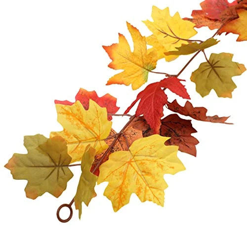 HomEdge Artificial Maple Leaves Garland, 2 Packs 5.8 Ft Fall Hanging Vine Garland For Thanksgiving Christmas Decor-Orange+Green+Red+Brown+Yellow 5 HomEdge Artificial Maple Leaves Garland, 2 Packs 5.8 Ft Fall Hanging Vine Garland For Thanksgiving Christmas Decor-Orange+Green+Red+Brown+Yellow - Image 3