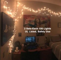 Brizled Clear Christmas Lights, 300 Count 69.6ft Incandescent White Lights String, Connectable 120V UL Certified Indoor/Outdoor White Light On White Wire For Room, Birthday, Wedding, Party, Warm White -National Tree Company Sale Shop 51PlNEGGWtL