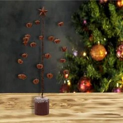 Primitive Rusted Jingle Bell Christmas Tree With A Metal Star Tree Topper & Rustic Natural Wood Base Tabletop Fireplace Centerpiece Xmas Decoration- 17-1/2" Tall -National Tree Company Sale Shop 51PmJtYAG8L