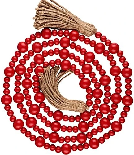 Christmas Wood Bead Garlands With Tassels Farmhouse Rustic Country Boho Decorations Natural Wall Hanging Vase Handle Door Prayer Beads For Xmas Tiered Tray Decor (Wood Color, 7.9 Feet) 8 Christmas Wood Bead Garlands With Tassels Farmhouse Rustic Country Boho Decorations Natural Wall Hanging Vase Handle Door Prayer Beads For Xmas Tiered Tray Decor (Wood Color, 7.9 Feet) - Image 6