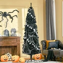 HOMCOM 7ft Unlit Artificial Christmas Tree Slim Douglas Fir With Realistic Branches, Halloween Tree With 818 Tips, Black -National Tree Company Sale Shop 51Q8uO3YhbL