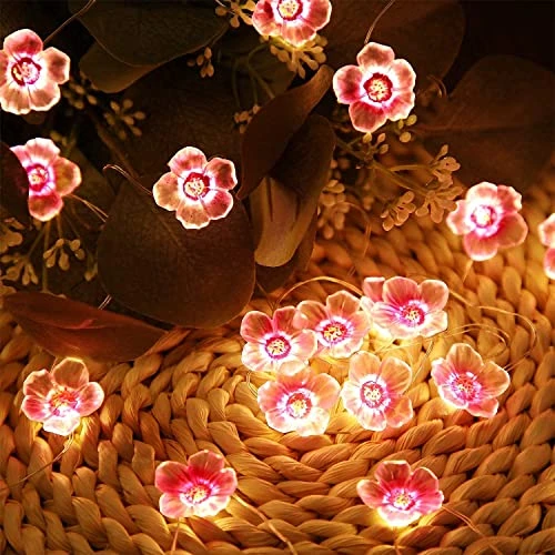 Cherry Blossom Flower String Lights For Girl Bedroom, Pink Fairy Lights 13 Feet 40 LEDs USB And Battery Operated Decorative String Lights Indoor Outdoor (1 Pack) 5 Cherry Blossom Flower String Lights For Girl Bedroom, Pink Fairy Lights 13 Feet 40 LEDs USB And Battery Operated Decorative String Lights Indoor Outdoor (1 Pack) - Image 3