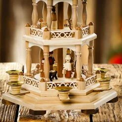 German Christmas Decoration Pyramid - 18 Inches - Wood Nativity Scene Set-Under The Christmas Tree - Table Top Holiday Decor - 3 Tiers Carousel- 6 Candle Holders - German Design. -National Tree Company Sale Shop 51Qax5u51wL