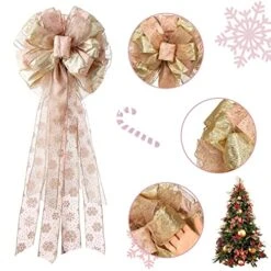 Christmas Tree Topper 11x27 Inches Large Decorative Bow With Streamer Wired Edgefor Xmas Decorations Home Decor With Packaging Double Slide (Rose Gold) -National Tree Company Sale Shop 51Qcy4rNdFL